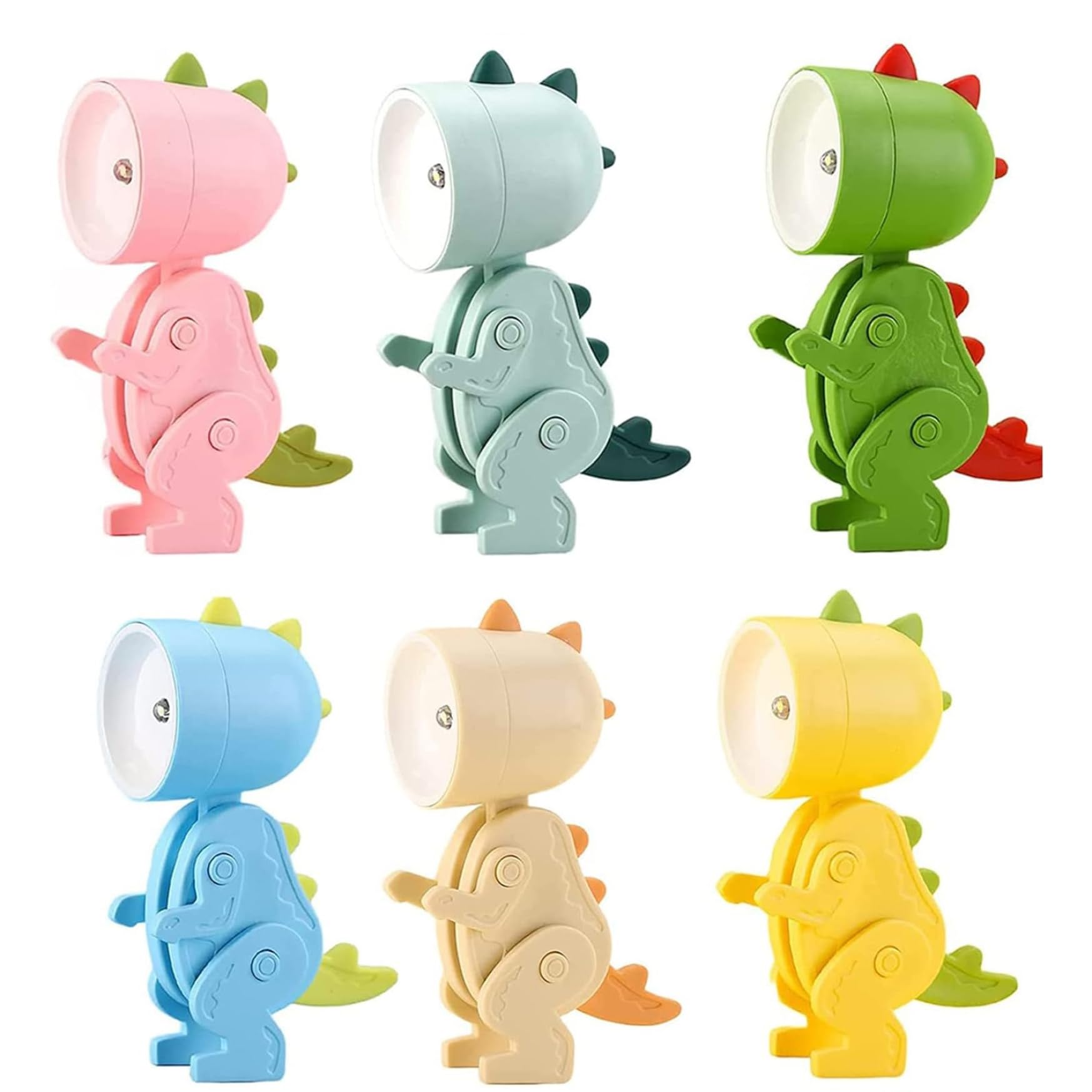 CAKEEYUM 6pcs Mini lámpara de Escritorio LED Dinosaurio 3.9x2x1.4 Pulgadas de Dinosaurio luz de la Noche de Animales de Animal luz de Noche portátil para niños Sala de niños Lectura de Estudiantes