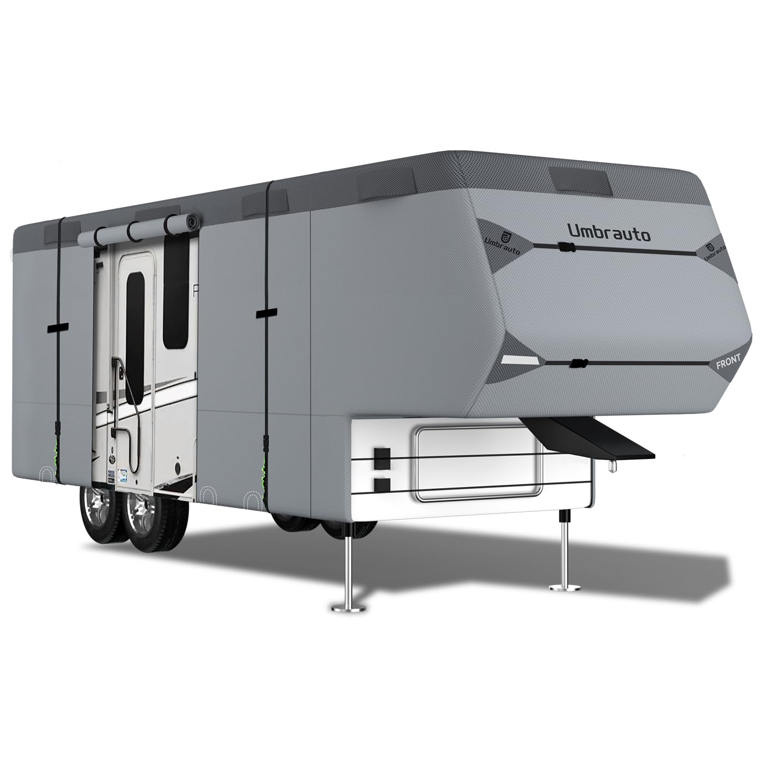 Photo 1 of Umbrauto 2022 Upgraded 6 Layers 5th Wheel RV Cover Extra-Thick Windproof Camper Cover Fits 37' - 40' Travel Trailer Motorhome with 6 Gutter Cover Adhesive Repair Patches, Ladder Cover