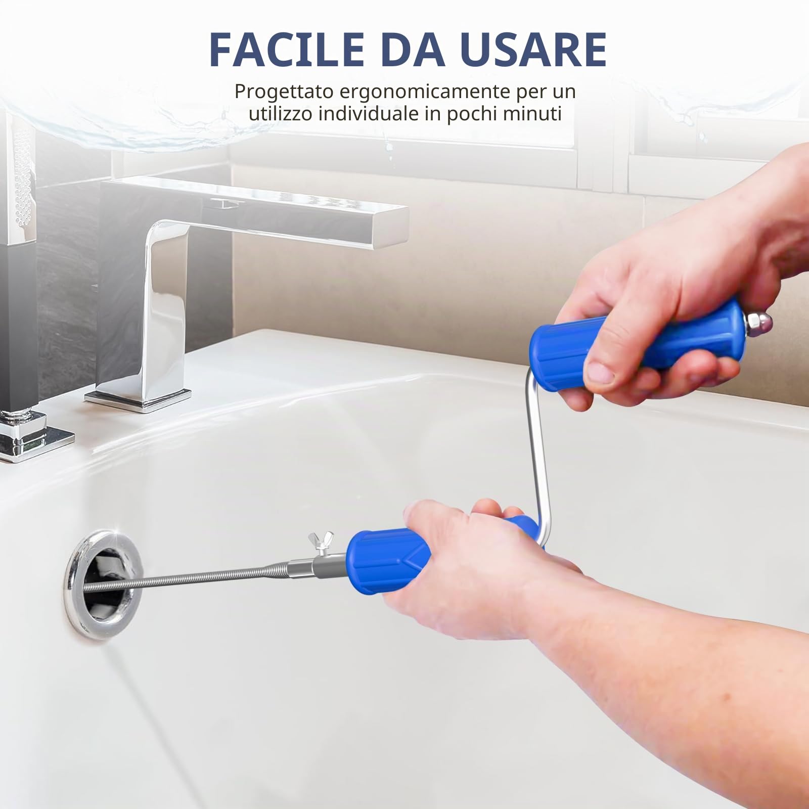 Stura Lavandini e Scarichi, Spirale per pulizia tubi, diametro 6 mm, spirale per pulizia tubazioni, spirale di pulizia con adattatori elettrici e manuali, asta per la pulizia di tubi a spirale (10m)