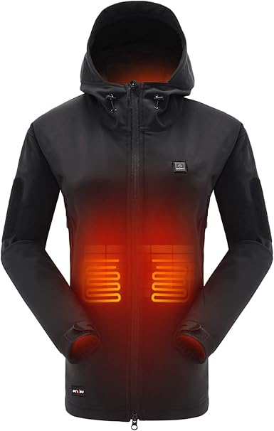DEWBU Chaqueta Calefactable con 7.4v Batería Soft Sell Eléctrica Chaqueta  con calefaccion para Mujer,Negro,XL : Amazon.es
