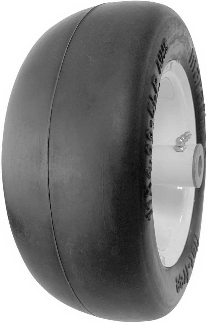 Marathon 01410P 11x4.00 Flat-Free Lawnmower Tire on Wheel, 5" Centered Hub, 3/4" Bushings