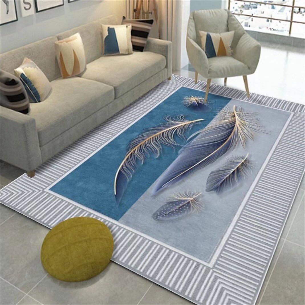 Tapis antidérapant bleu lavable 170x240 cm fini les glissades