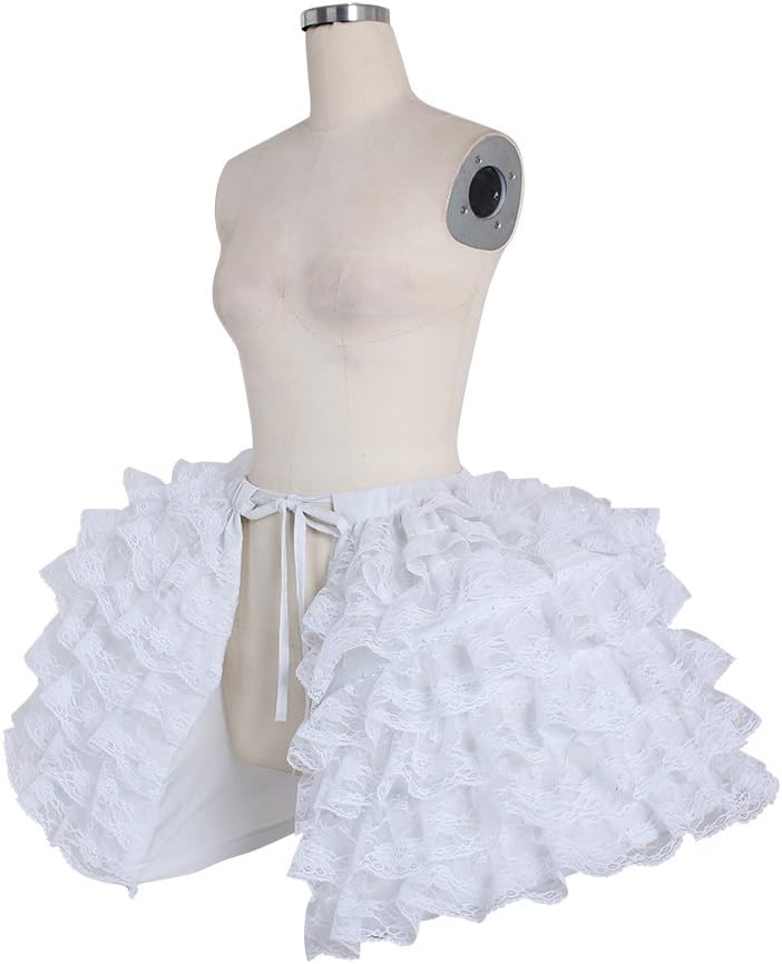 DUNHAO COS Women's White Crinoline Pannier Underskirt Victorian Dress Petticoat