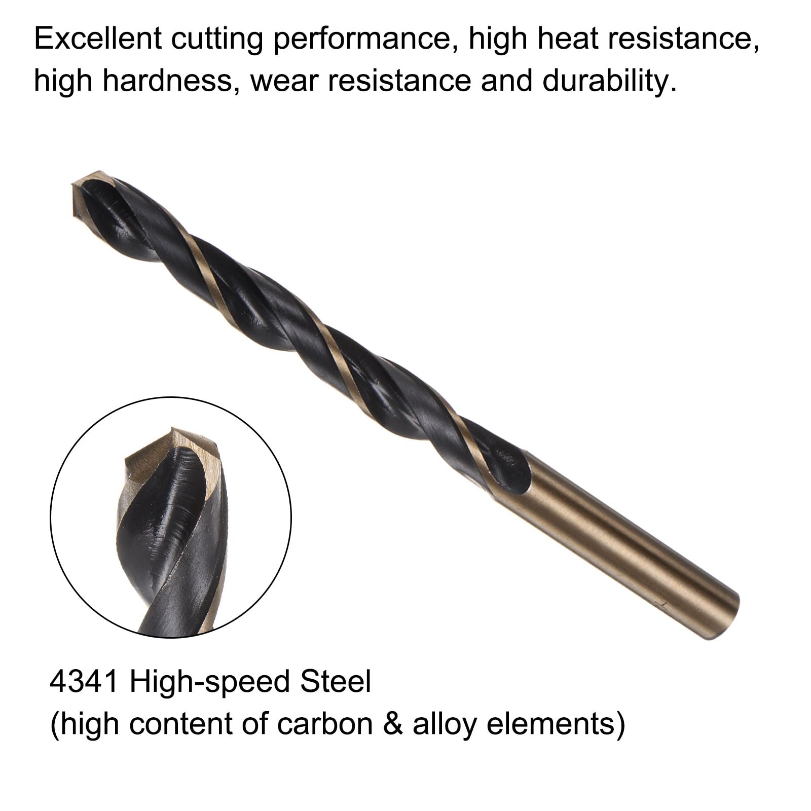 QUARKZMAN 12pz Punte Elicoidali 9mm Acciaio ad Alta Velocità (Hss) Rivestite Nitruro Nero e Titanio Dorato 4341 Punte Trapano Elicoidali a Punto Diviso 135 Gradi per Acciaio Inox Metallo