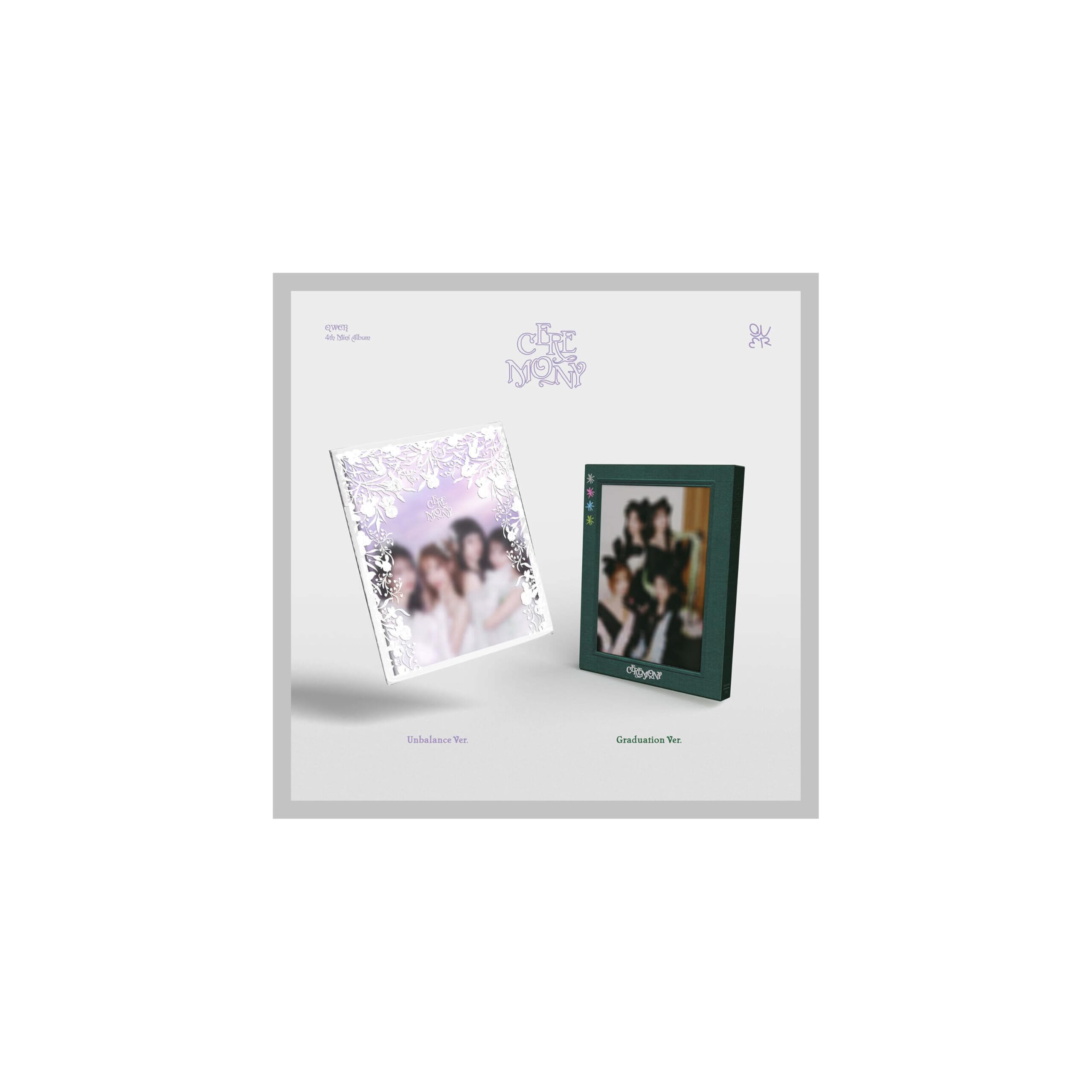 Álbum QWER CEREMONY 4º para decorar tu zona K-Pop en versiones de graduación