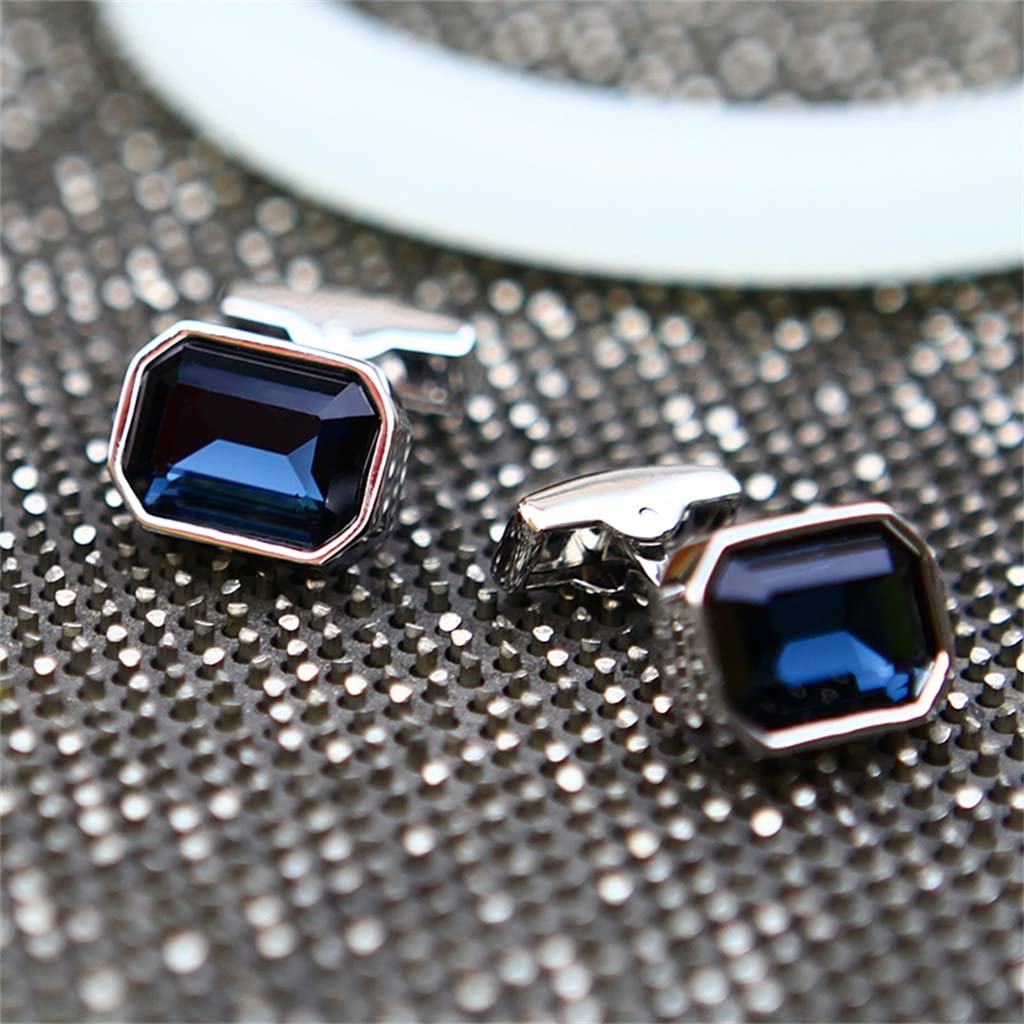 Camisa Gemelos De Metal Gemelos Azules para Hombres Botones De Novio De Boda Camisas De Invitados Adornos De Puños (Color : A, Size : 16 * 11mm)