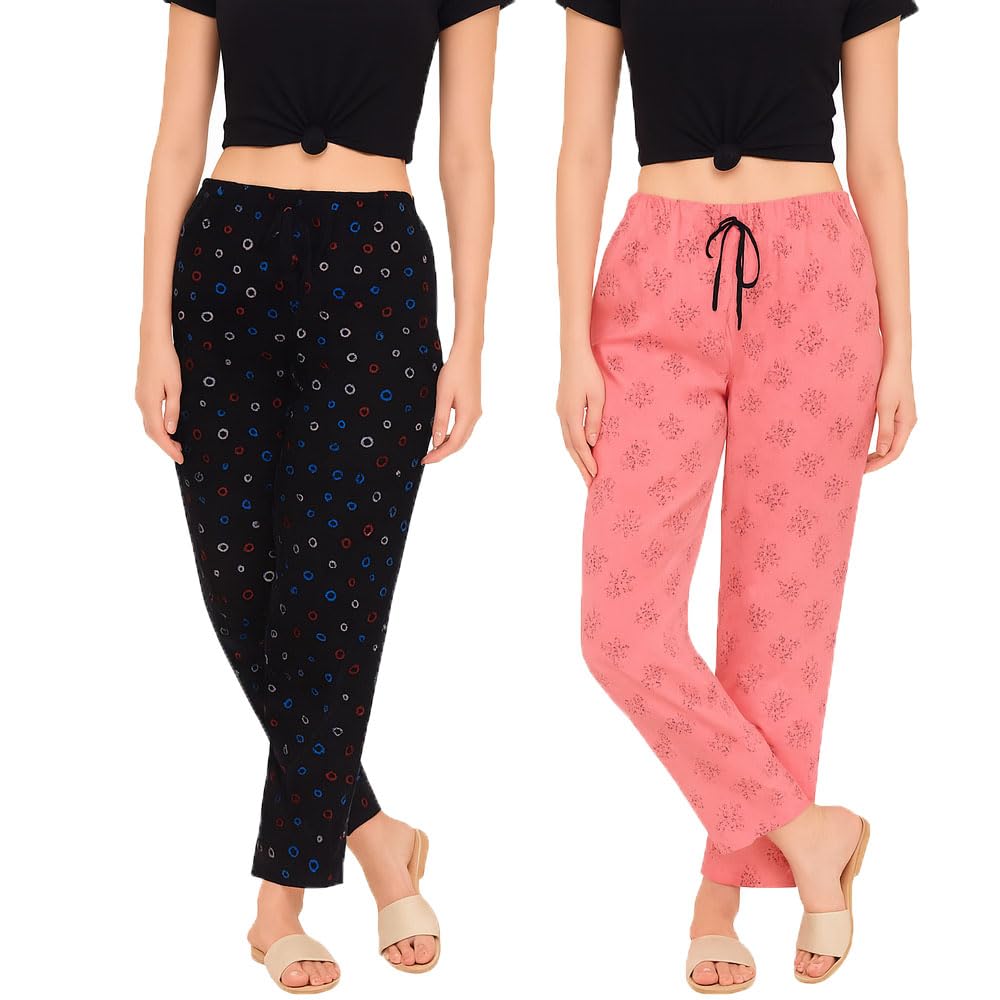 brand flex Women's Cotton Pyjamas For Girls Black, Pink Combo Pack Of 2-picture-35