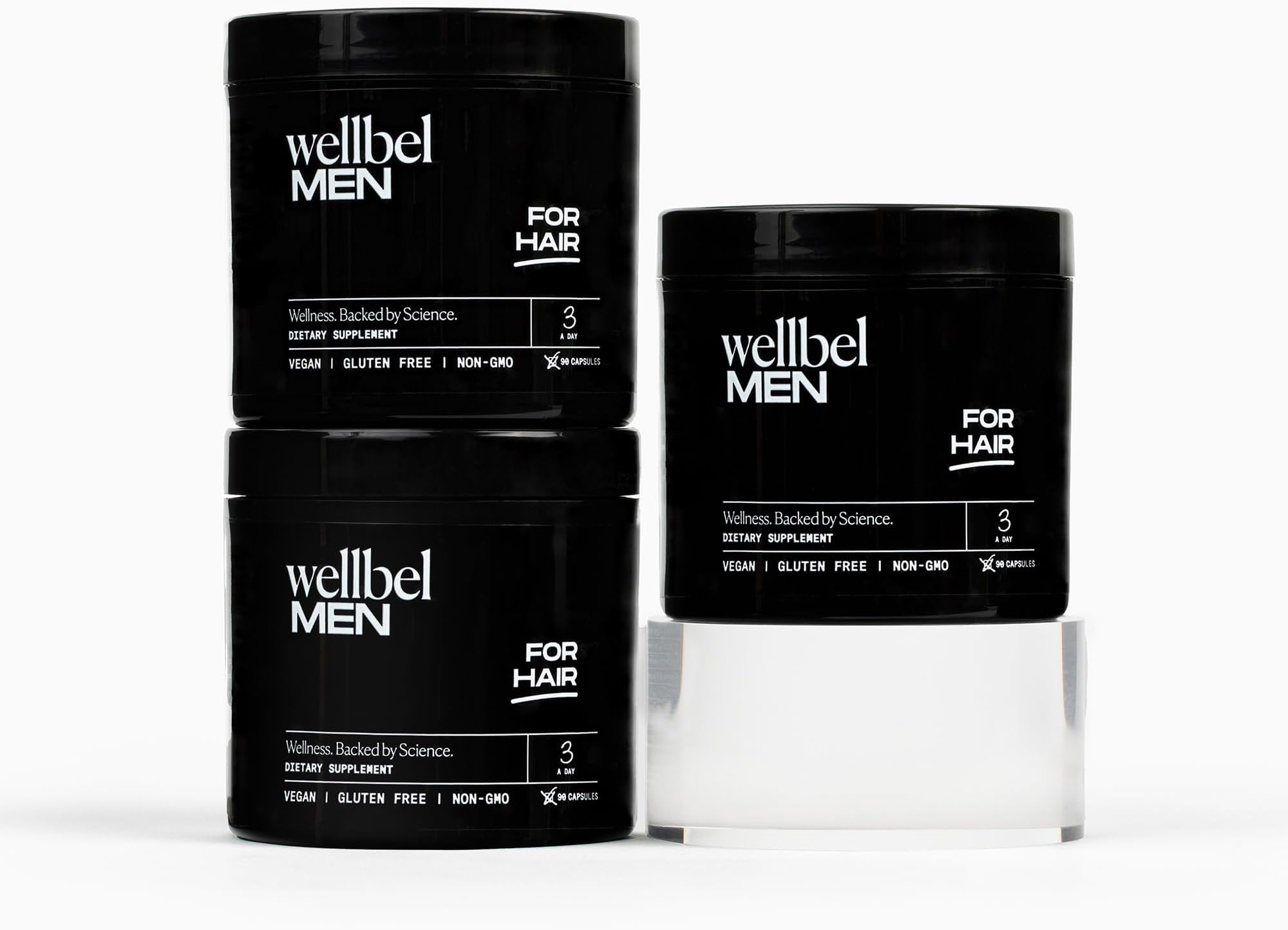 WELLBEL Men Clean Supplement for Hair, Skin, and Nails, Vegan, Gluten Free and Non GMO 90 Count - 3 Pack