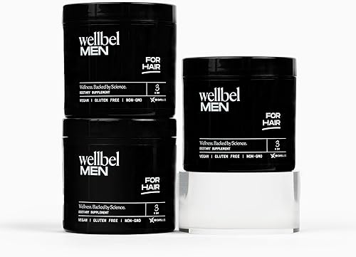 WELLBEL Suplemento limpio para hombres, para cabello, piel y uñas, vegano, sin gluten y sin OMG, 90 unidades, paquete de 3