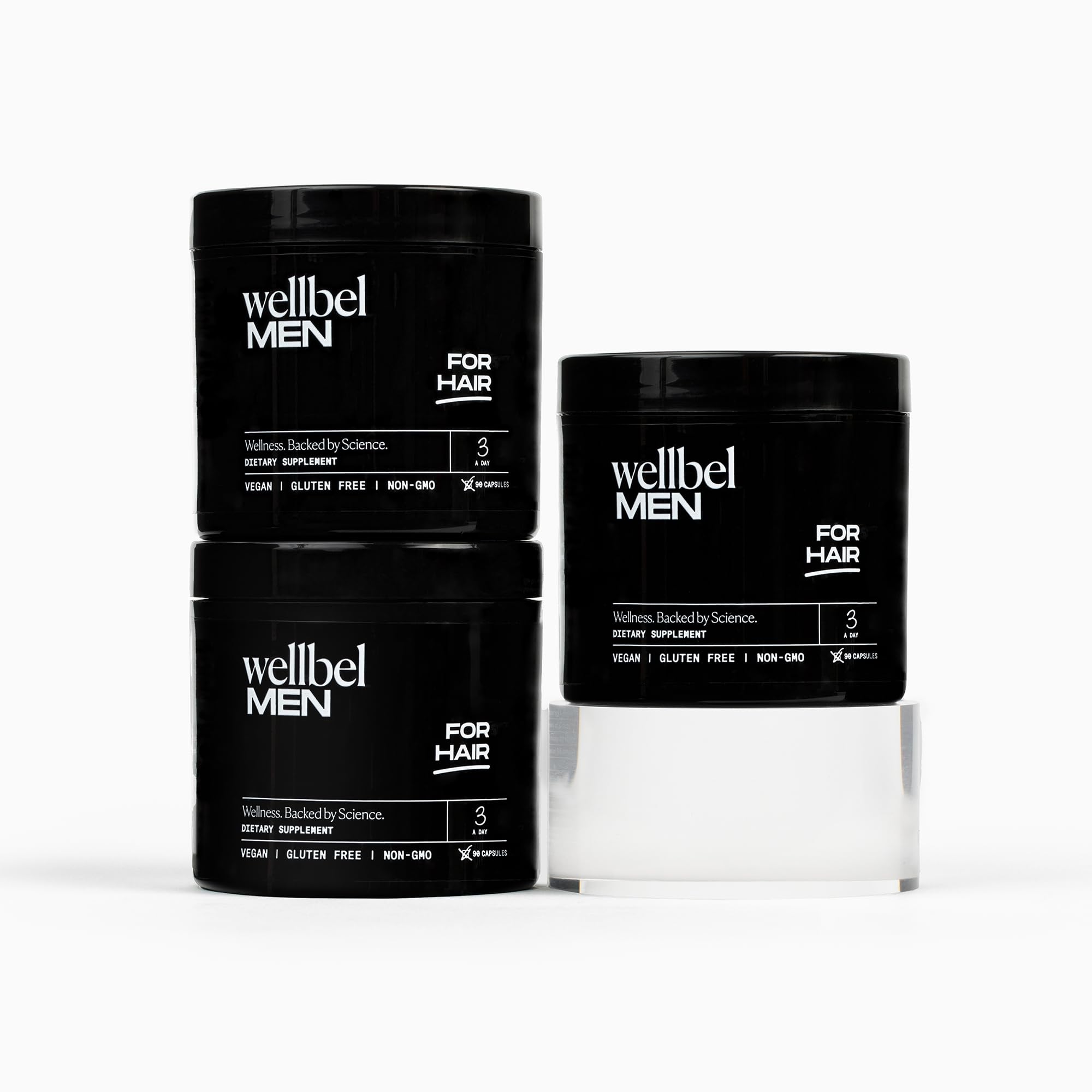 WELLBEL Men Clean Supplement for Hair, Skin, and Nails, Vegan, Gluten Free and Non GMO 90 Count - 3 Pack