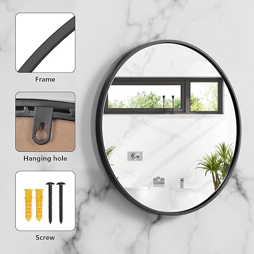 Miniatura 4 de Espejo redondo de pared, espejo circular grande de 18 pulgadas para baño, entradas, salas de estar, baño, vestuario