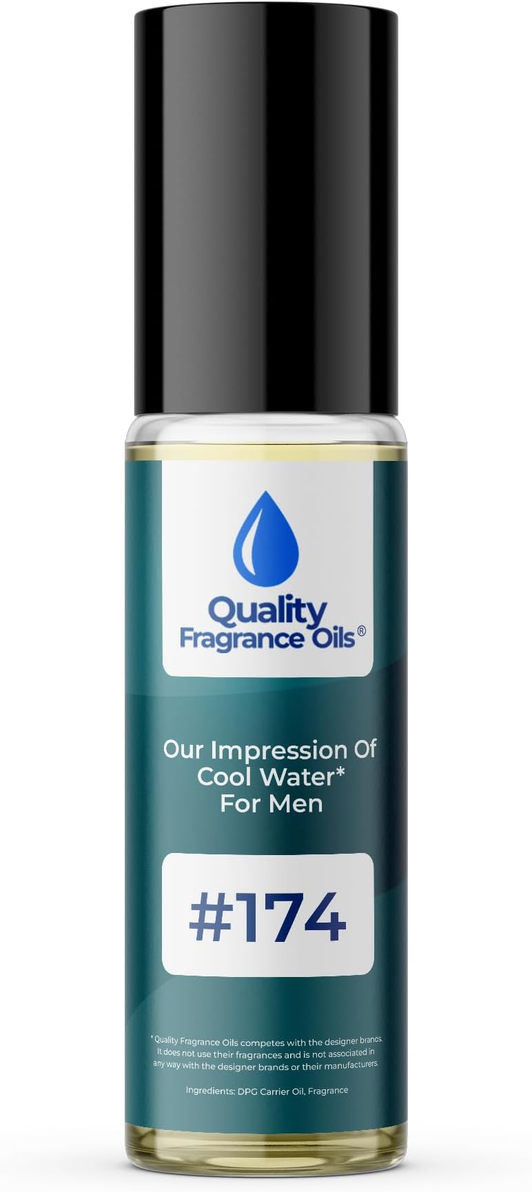 Quality Fragrance Oils' Cool Water for Men Impression #174 | Long-Lasting Perfume Oil, Alcohol-Free, Strong Scent, 10ml Roll-On | Affordable Alternative to Designer Fragrances