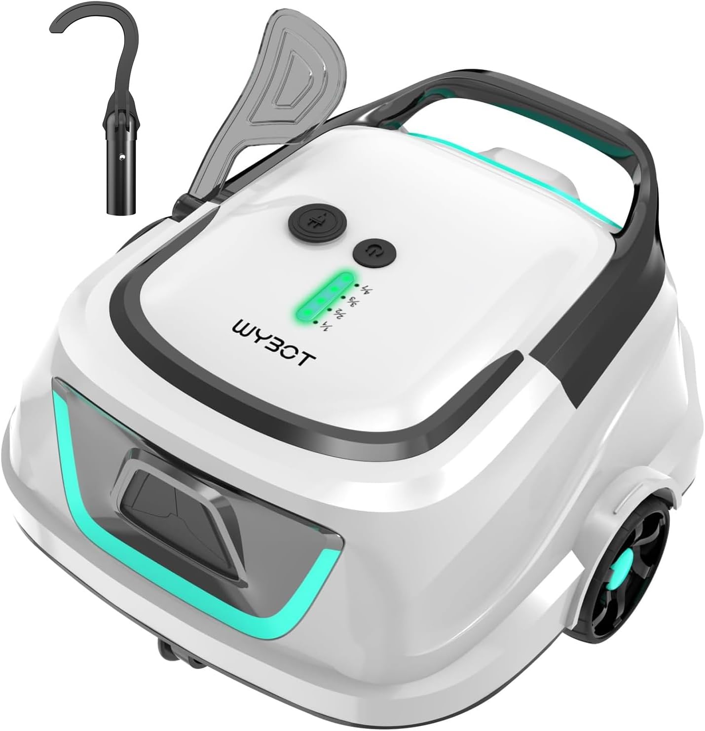 WYBOT A1 Cordless Robotic Pool Cleaner, Automatic Pool Vacuum for Above Ground with 120 Mins, Double Filters, LED Indicator, Charge in 2.5 Hours, Ideal for Above Pools (Green in White)
