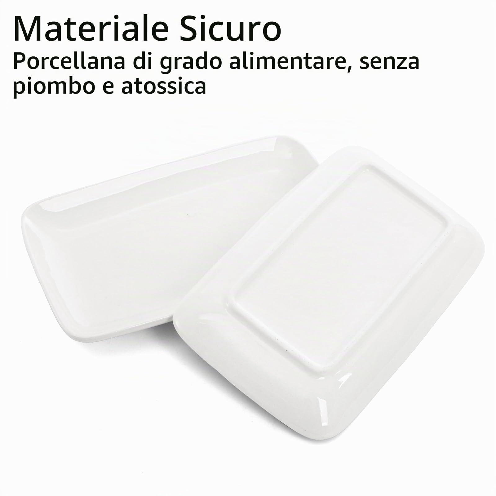 Foraineam Set di 8 Piatti Rettangolari in Porcellana Bianchi da 20 cm per Servizio in Forno, Perfetto per Buffet, Dessert, Antipasti e Piatto Principale