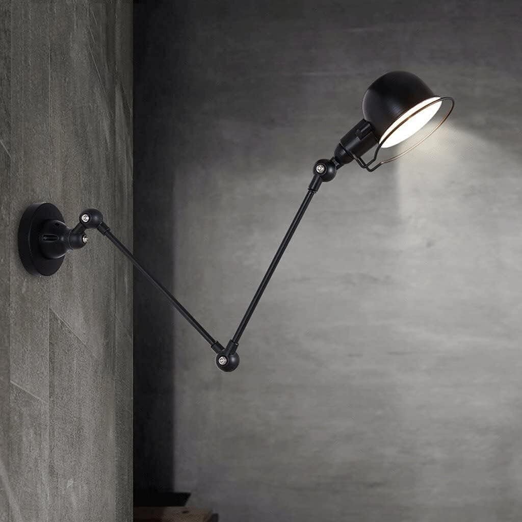 JYBNBBE Swing Arm Wall Lamp, Long Telescopic Glass & Iron Industrial Light, Retro Foldable Sconce for Bedroom, Restaurant, Aisle Lighting Fixture