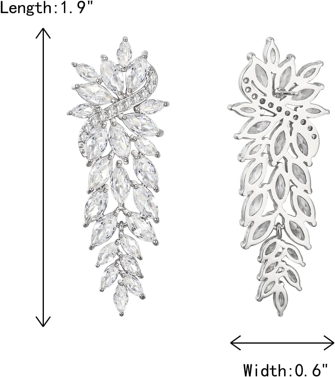 Crysdue Women's Wedding Drop Cluster Dangle Earrings for Brides Bridesmaid, Bridal Cubic Zirconia Jewelry for Prom Pageant Anniversary - Image 5