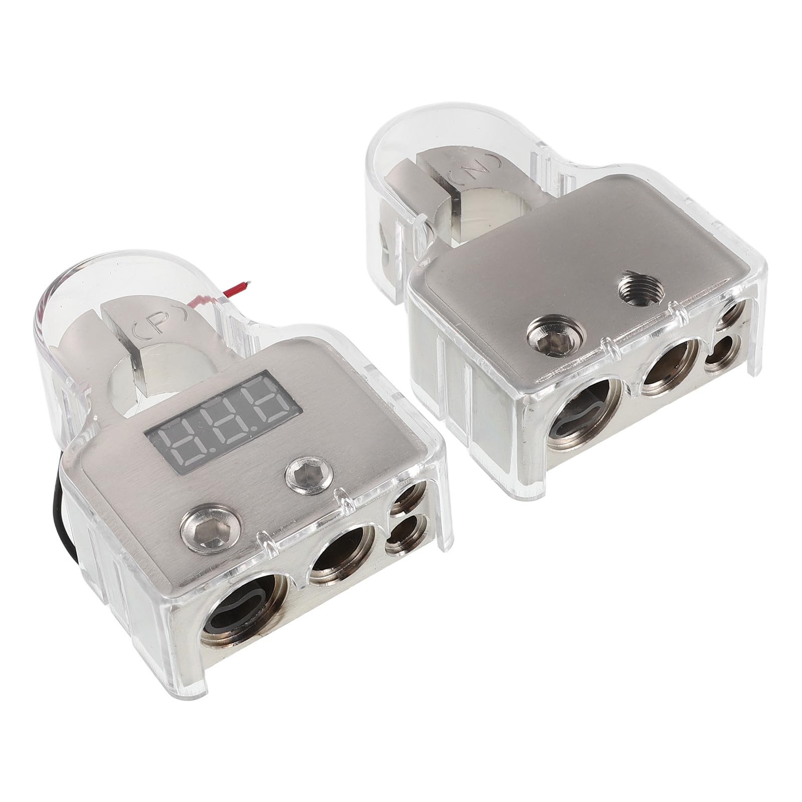 Bornes de Batterie Voiture Audio 2 Pièces en Alliage de Zinc Argenté