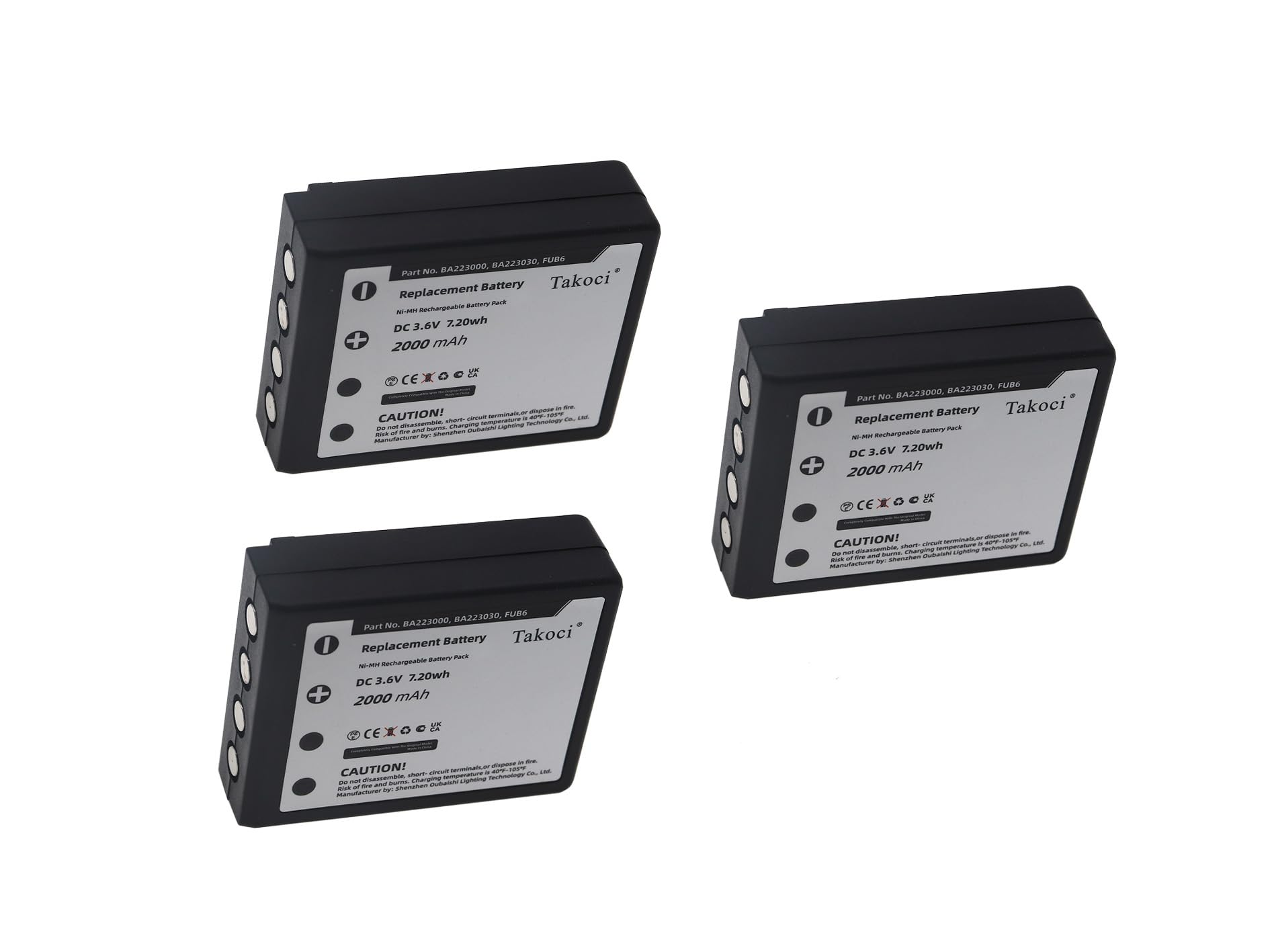 ChoyoqeR 3PCS BA223000, BA223030, FUB6 Replacement Battery for Radiomatic Keynote, Linus 4, Micron 4/5/ 6/7, Patrol D, Quadrix, Vector Pro Ni-MH 2000mAh/3.6V