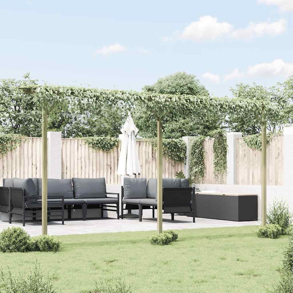 Drewniana pergola ogrodowa, 410 x 40 x 203 cm, z 3 słupkami, do roślin pnących, róż, wino, bluszczu, dekoracja ogrodowa i ochrona przed wzrokiem, odporna na warunki atmosferyczne, łatwa w