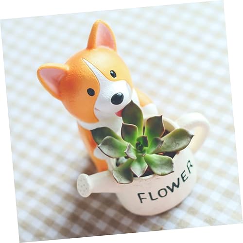 Miniatura 4 de Happyyami 2 piezas de decoración del hogar, estatuas al aire libre, maceteros de interior de dibujos animados Corgi maceteros de interior para