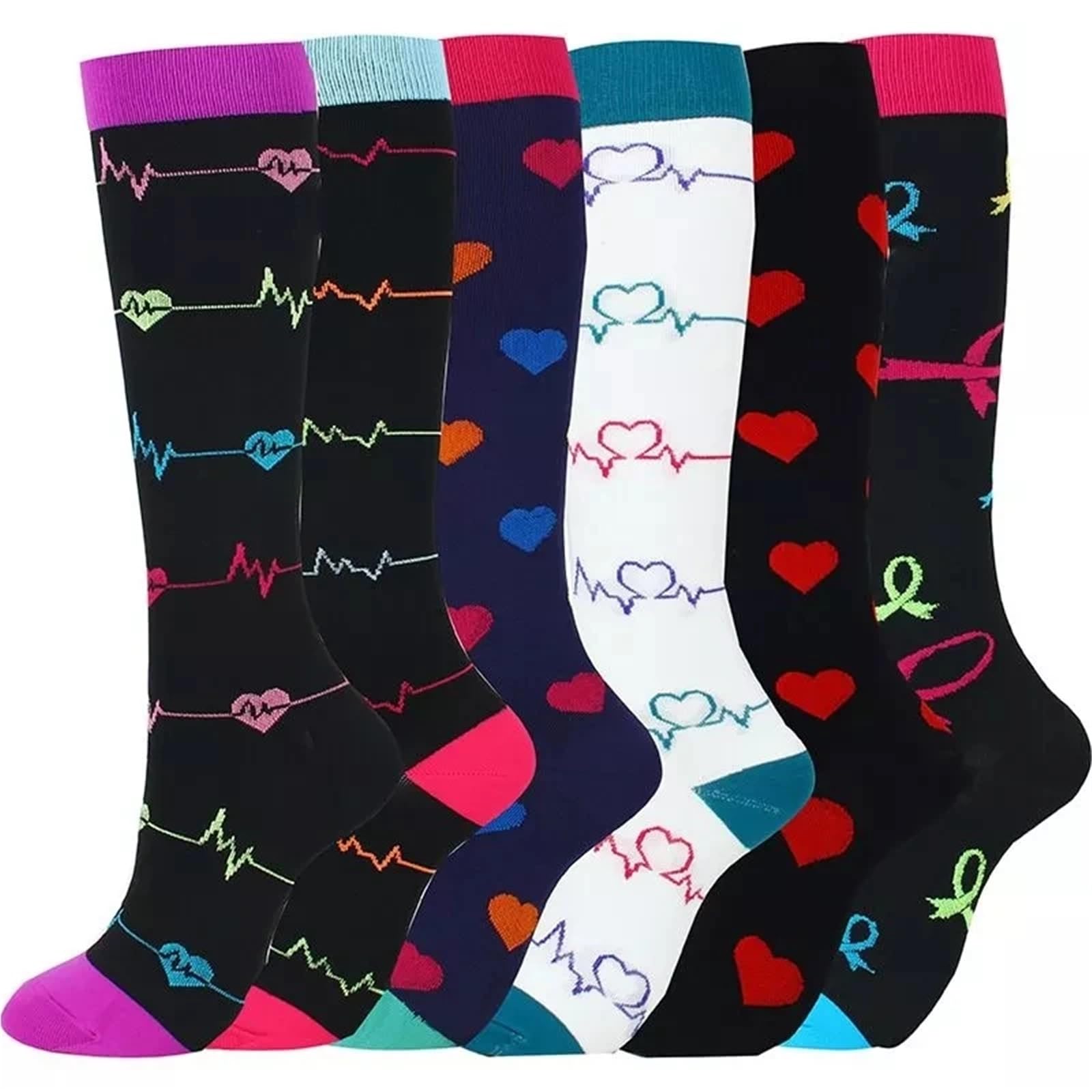 Calze Compressione Calzini A Compressione For Leggings Da Corsa, Da Calcio, Unisex, For Adulti, Edition Network, Calzini Da Infermiere Rossi A Pressione, Da Uomo(MIX006-13,L-XL)