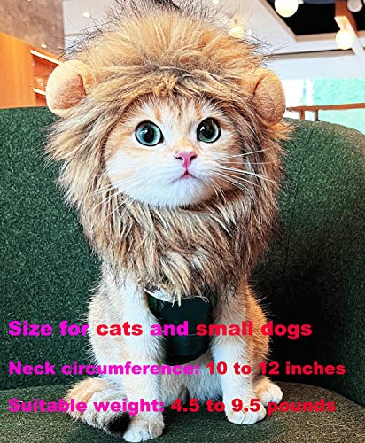 Rosylife Lion Mane Wig For Cat Costume Pet Adjustable Washable Comfortable Fancy Lion Hair Cat Clothes Dress For Halloween Christmas Easter Festival Party Activity (Brown) #TOP1