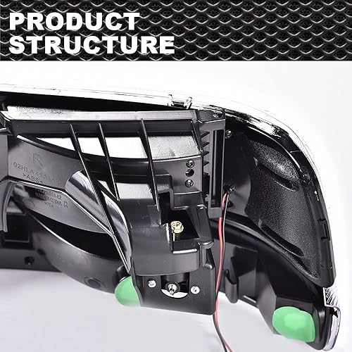 Miniatura 8 de Conjunto de faros delanteros LED compatible con Chevy Silverado 1999-2002Suburban Tahoe 2000-2006, reflector ámbar con carcasa cromada de lente