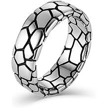 HZMAN Vintage Snake Ring for Men Women, Polished 7mm Wide Stainless Steel Silver Ring Size 7-12