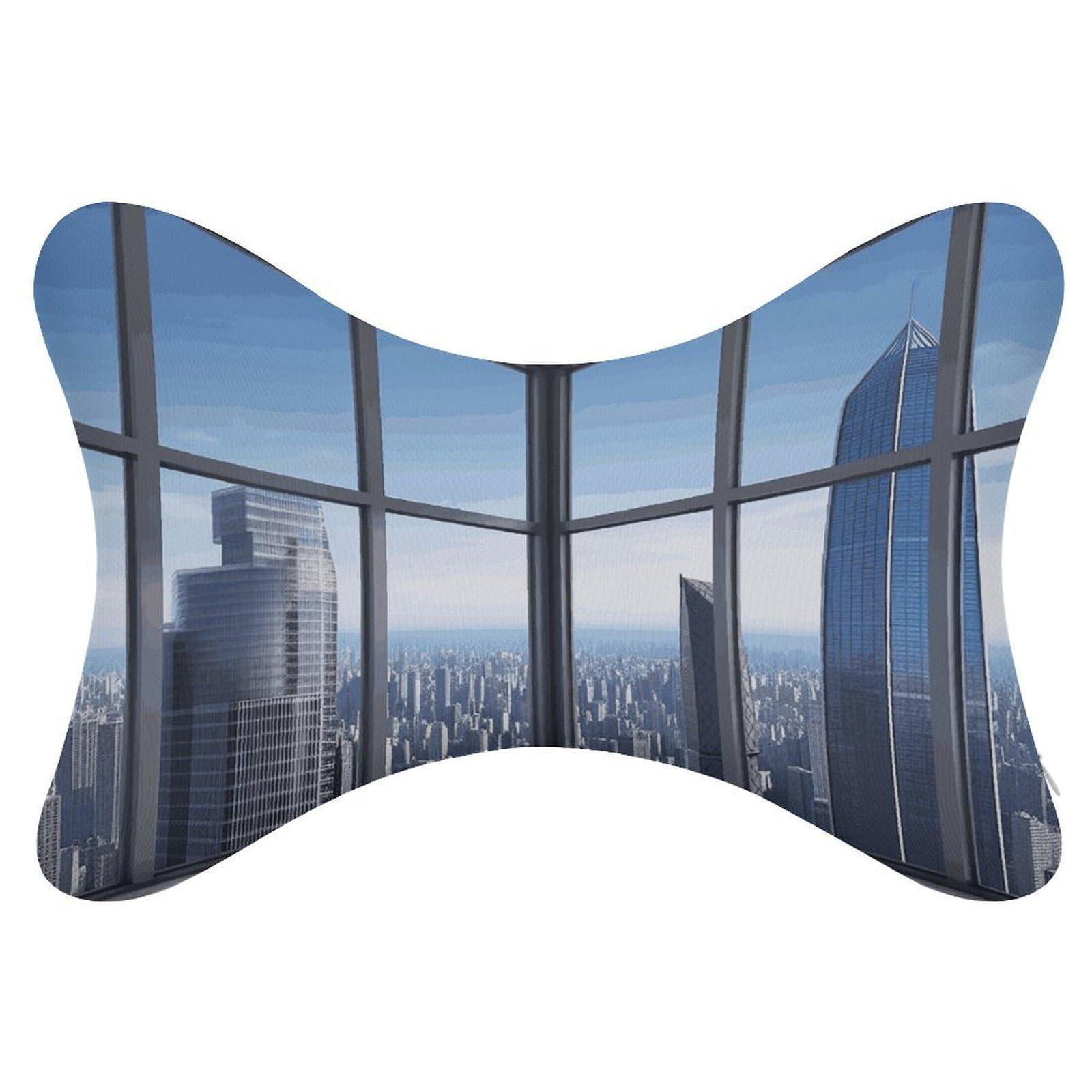 Adfgyerh Style Skyscraper Buildings Pillow ，Memory Foam Pillow Core，Cushion,Provide Neck Support，Car Pillows For Travel Car Seats And Home Offices.