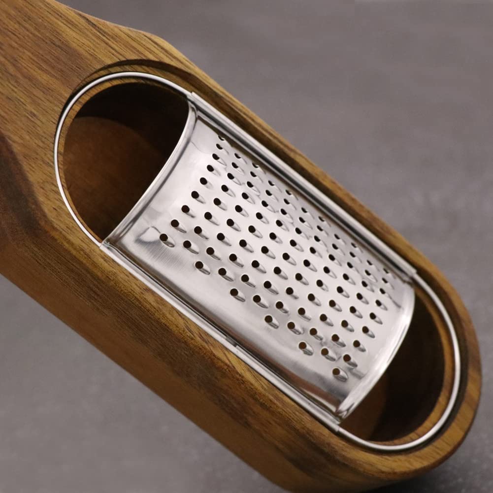 Rallador de queso de madera rústico marrón con espacio de almacenamiento, para queso, limón, chocolate