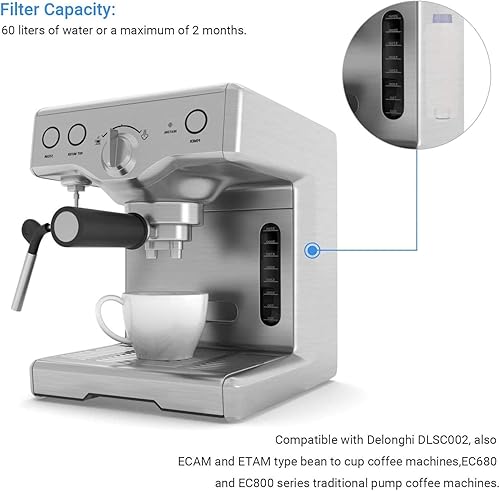 Miniatura 7 de Filtro de agua para Delonghi DLSC002, Delongie Cartucho de filtro de agua activo de carbono suavizante, compatible con Delongie ECAM, Esam, ETAM,