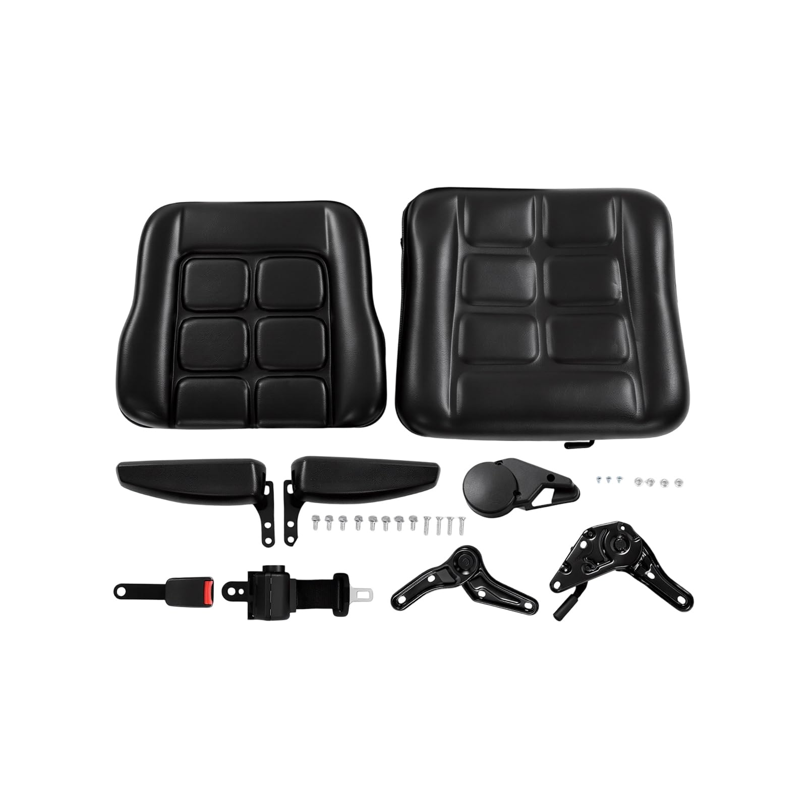 Asiento universal para carretilla elevadora, asiento de tractor, respaldo ajustable, PVC, cuero, asiento del conductor para vehículos como UTVs, ATVs, carritos de golf, carretillas elevadoras
