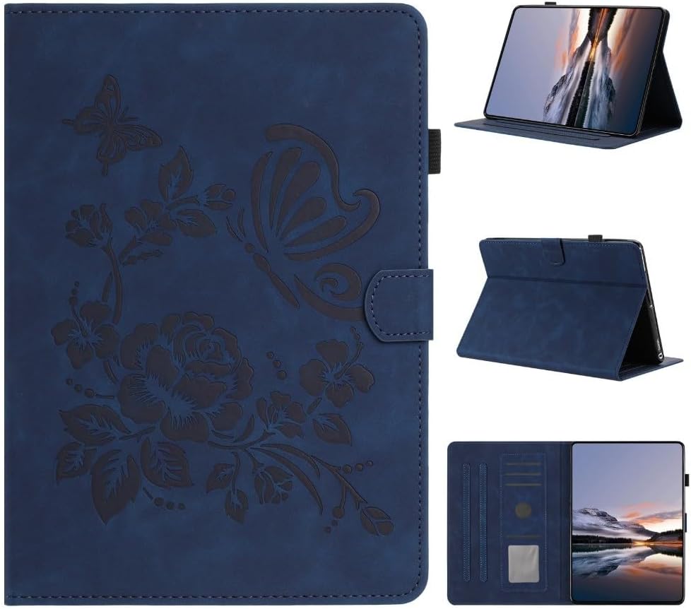 Generic case Compatible with Kindle Paperwhite 2 (2013) E-Reader (Color : Dark Blue) Smart Case Flip Leather Butterfly Pattern flip Cover