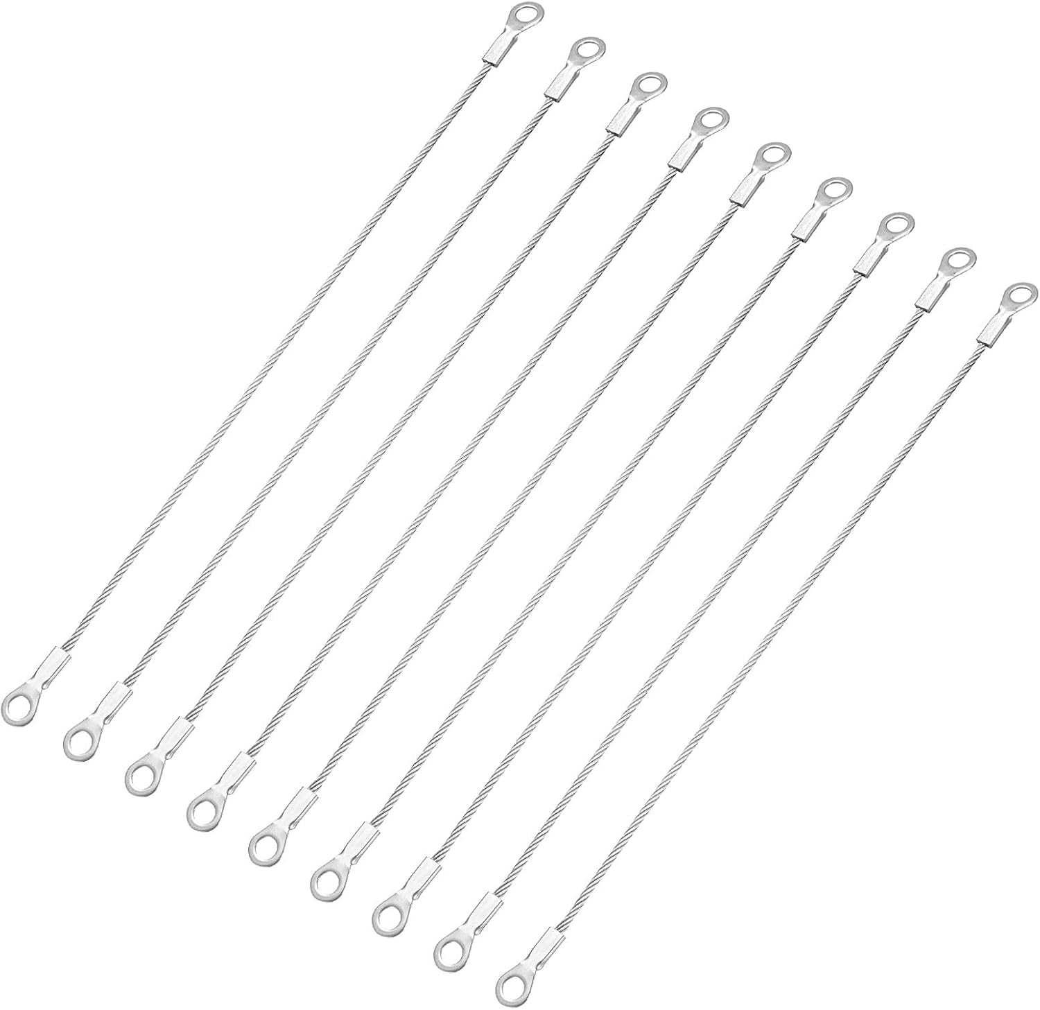 9 Pcs Security Cable Lock - Double Loop Cable (0.66 ft x 0.08 Inch) Vinyl Coated 304 Stainless Steel Safety Flexible Wire Rope Luggage Bike Anti-Theft Security Chain Lock, Silver