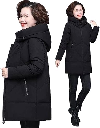 Amazon Com Na 中老年女装修身羽绒棉服中长款外套 Clothing Shoes Jewelry
