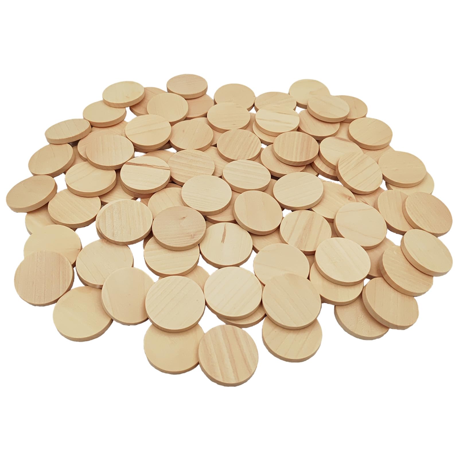 100PCS Natural Wood Slices Blank Round Wooden Discs Unfinished Wood Circles Blank Wooden Ornaments for DIY Crafts (3.8cm)