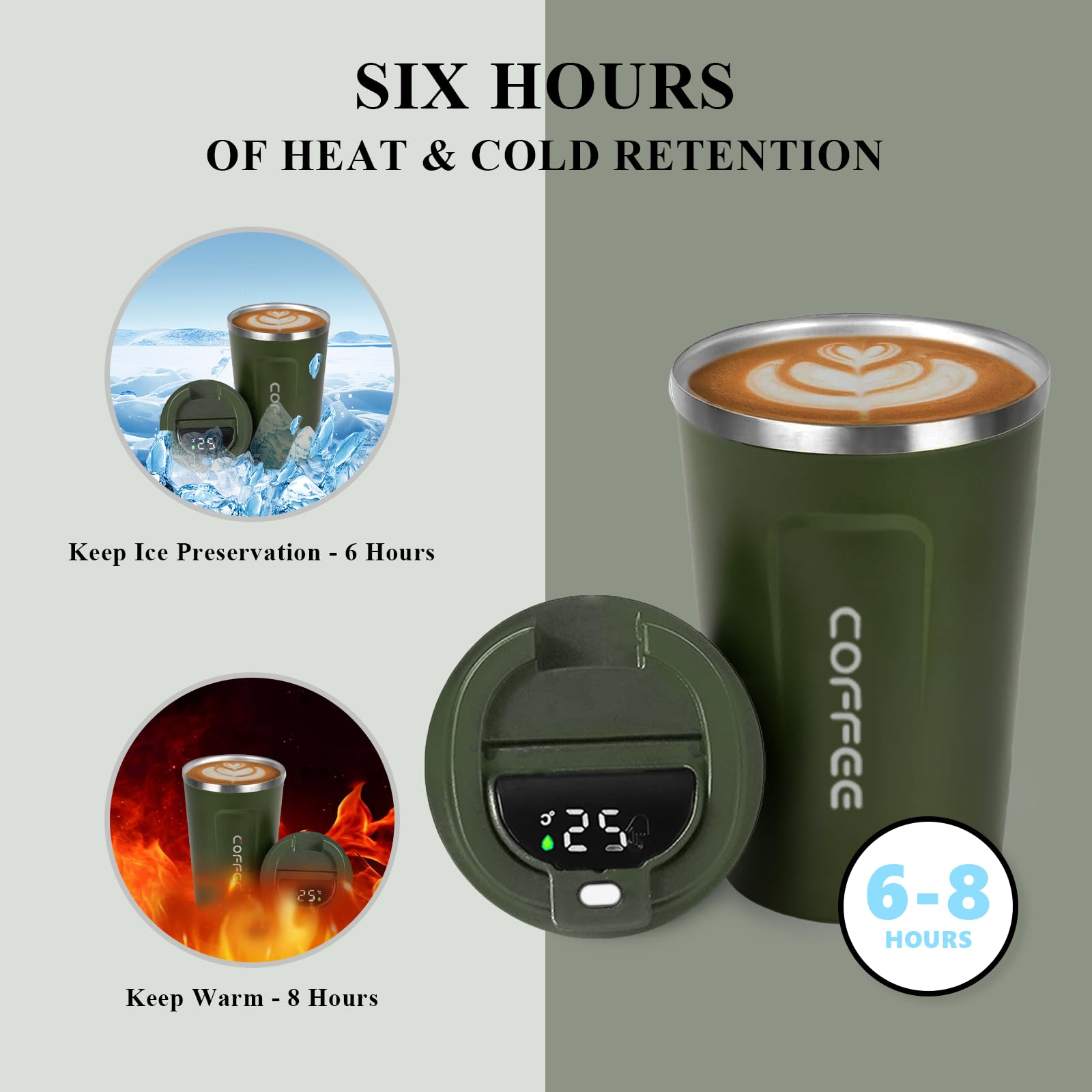 Reismokken, KETIEE 380 Ml Geïsoleerde Koffiebeker Met Lekvrij Deksel Koffie Reismok Roestvrij Staal Thermische Mok Voor Warme En Koude Dranken Wit