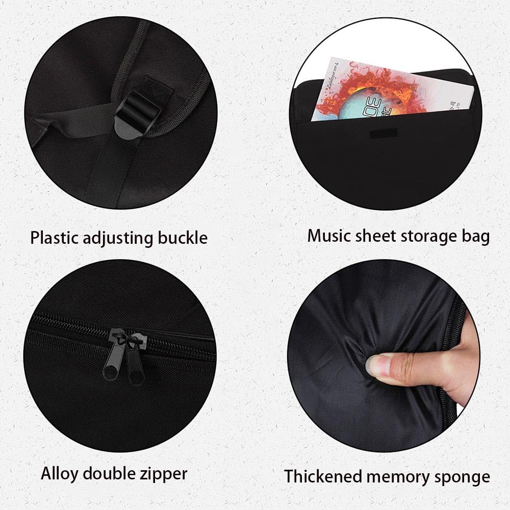 Etui na akordeon, akordeon Gig Bag pokrowiec akordeon wyściełana wodoodporna tkanina Oxford akcesoria akordeon miękki futerał czarna torba do przechowywania instrumentów