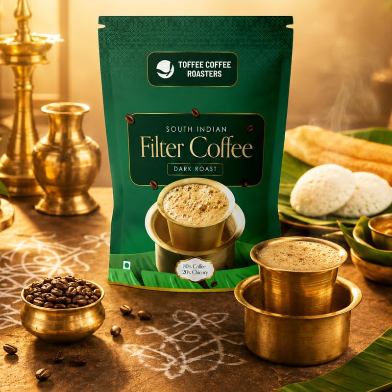 Image of Toffee Coffee Roasters | South Indian Filter Coffee 80:20 | 200g x 3 (600g) Filter Coffee | Traditional Dark Roast Signature Filter Coffee