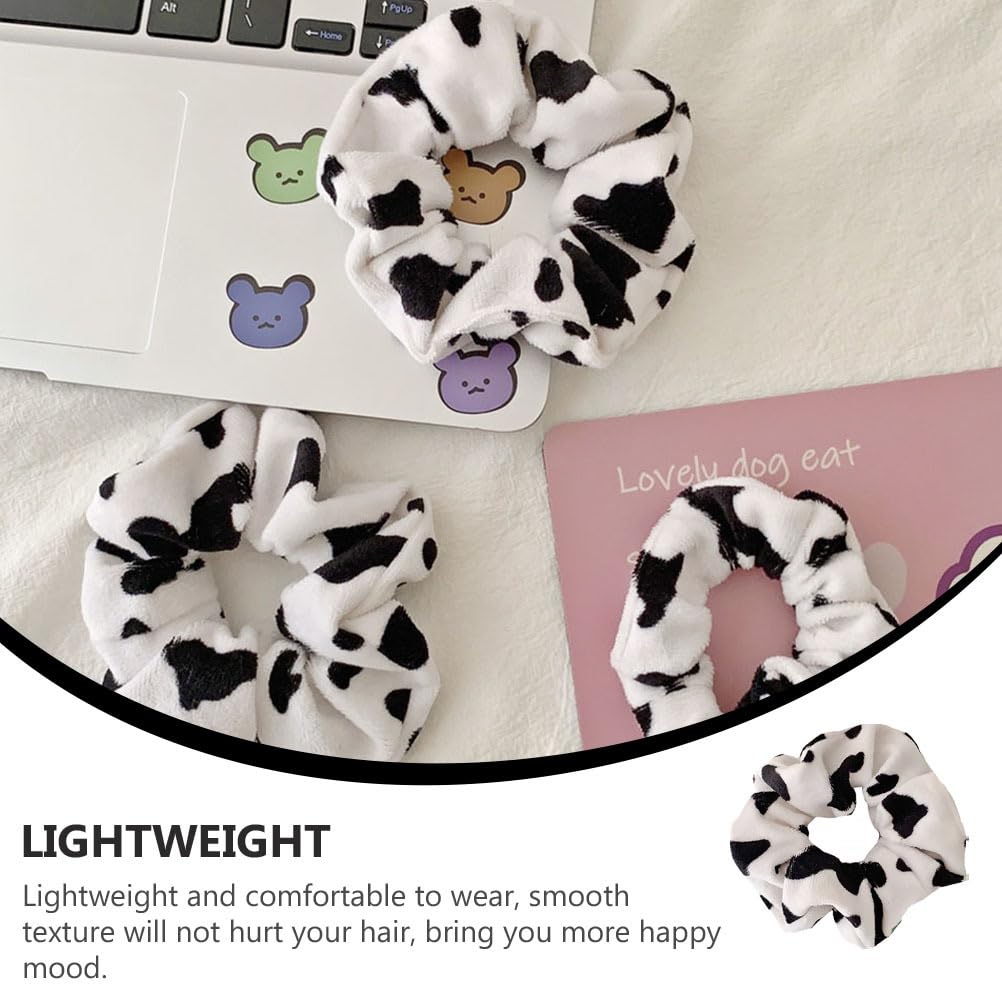 Baluue Cow Pattern Hair Scrunchies 10 Pack Soft Plush Ponytail Holders Elastic Hair Bands for Thick Curly Styling Accessories - Image 2