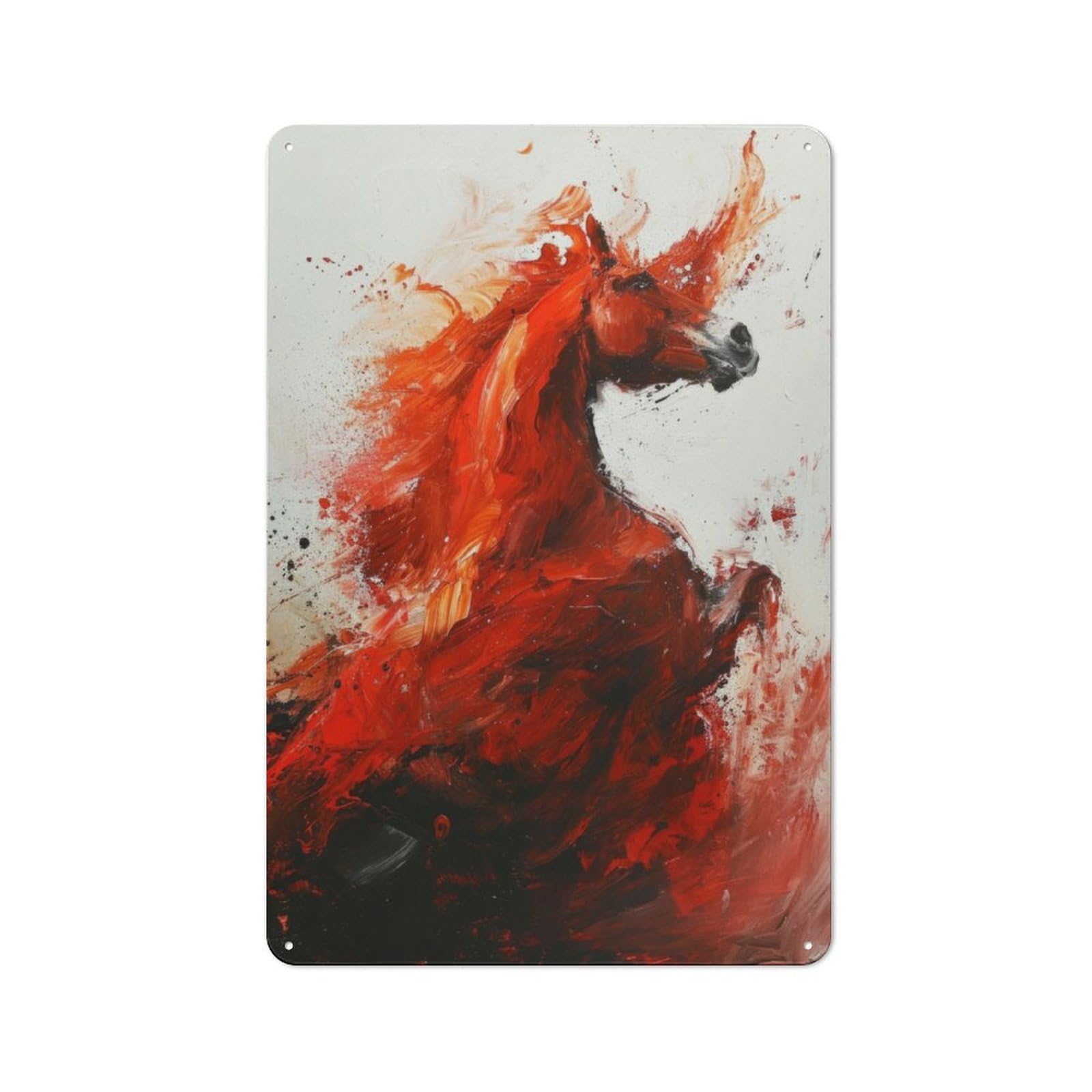 Fiery Equine Art Rustic Metal Wall Decor 30x20cm, Decorative Metal Plaque for Shed, Garden Room, Porch Or Garage