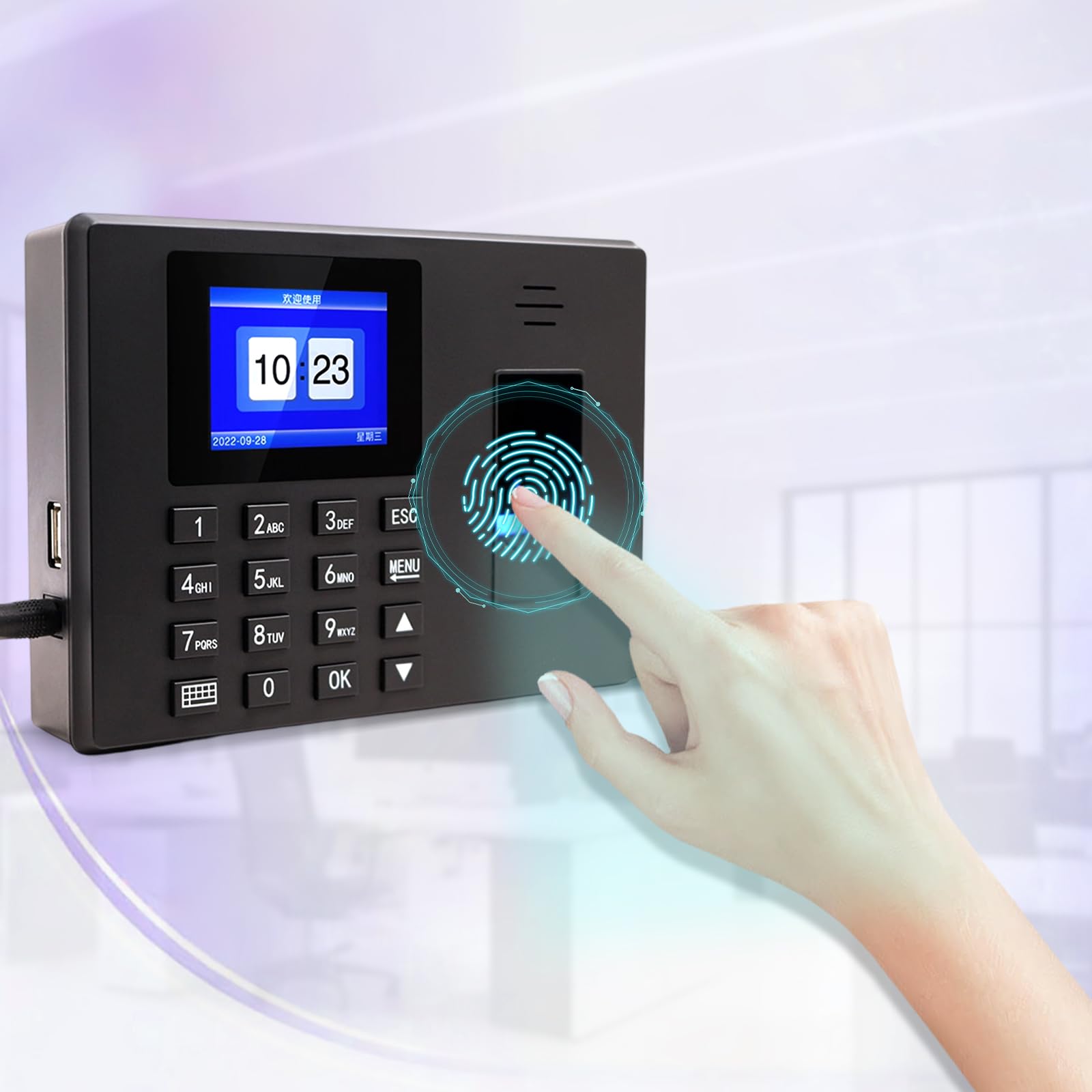 Pointeuse Empreinte Digitale, Badgeuse Autonome avec Code PIN pour PME, sans Abonnement/Logiciel/Connexion WiFi - Export Excel par Clé USB - Gestion des Présences