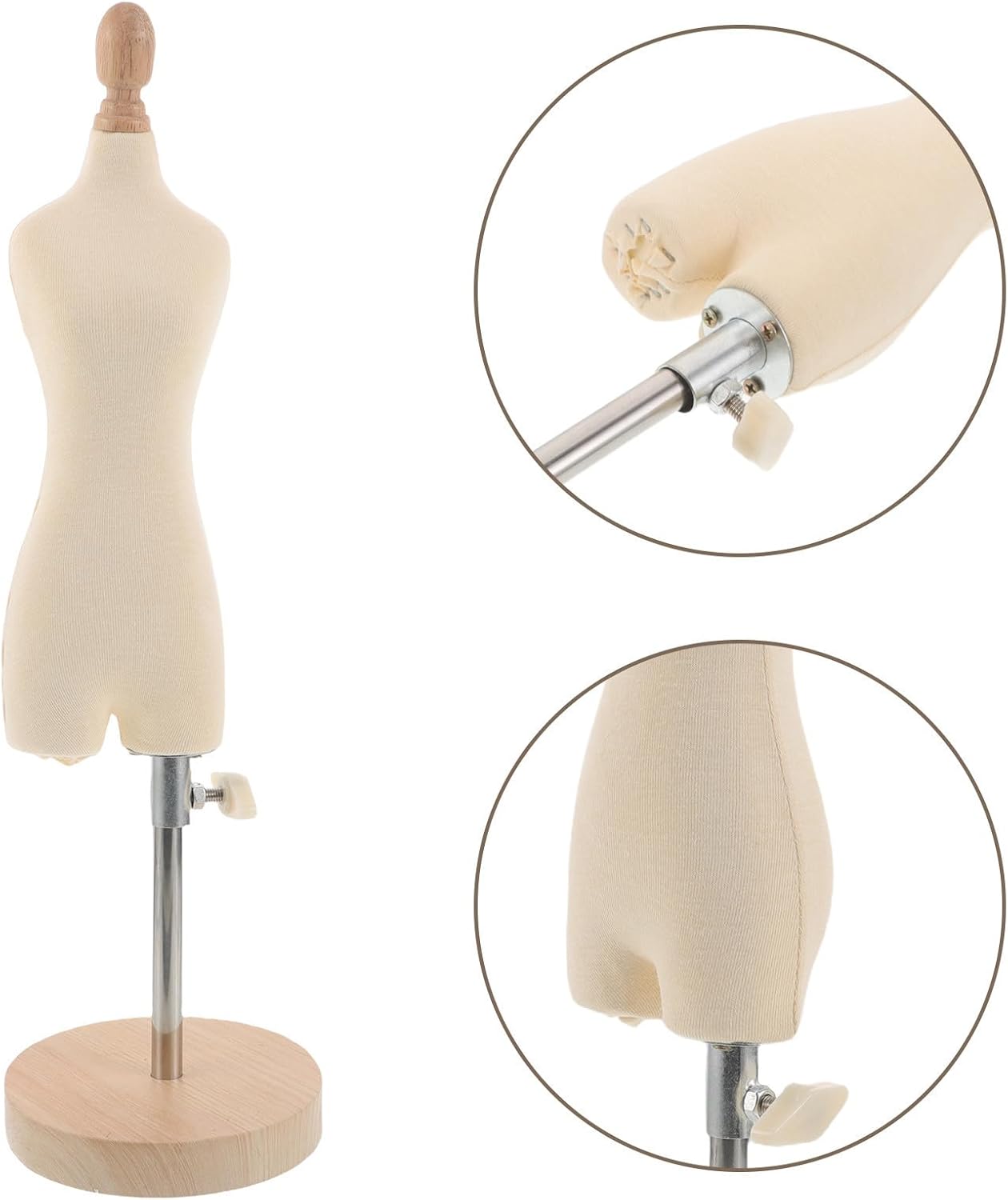 Miniature Dress Form Sewing Mannequin for Students, Beige Half Scale