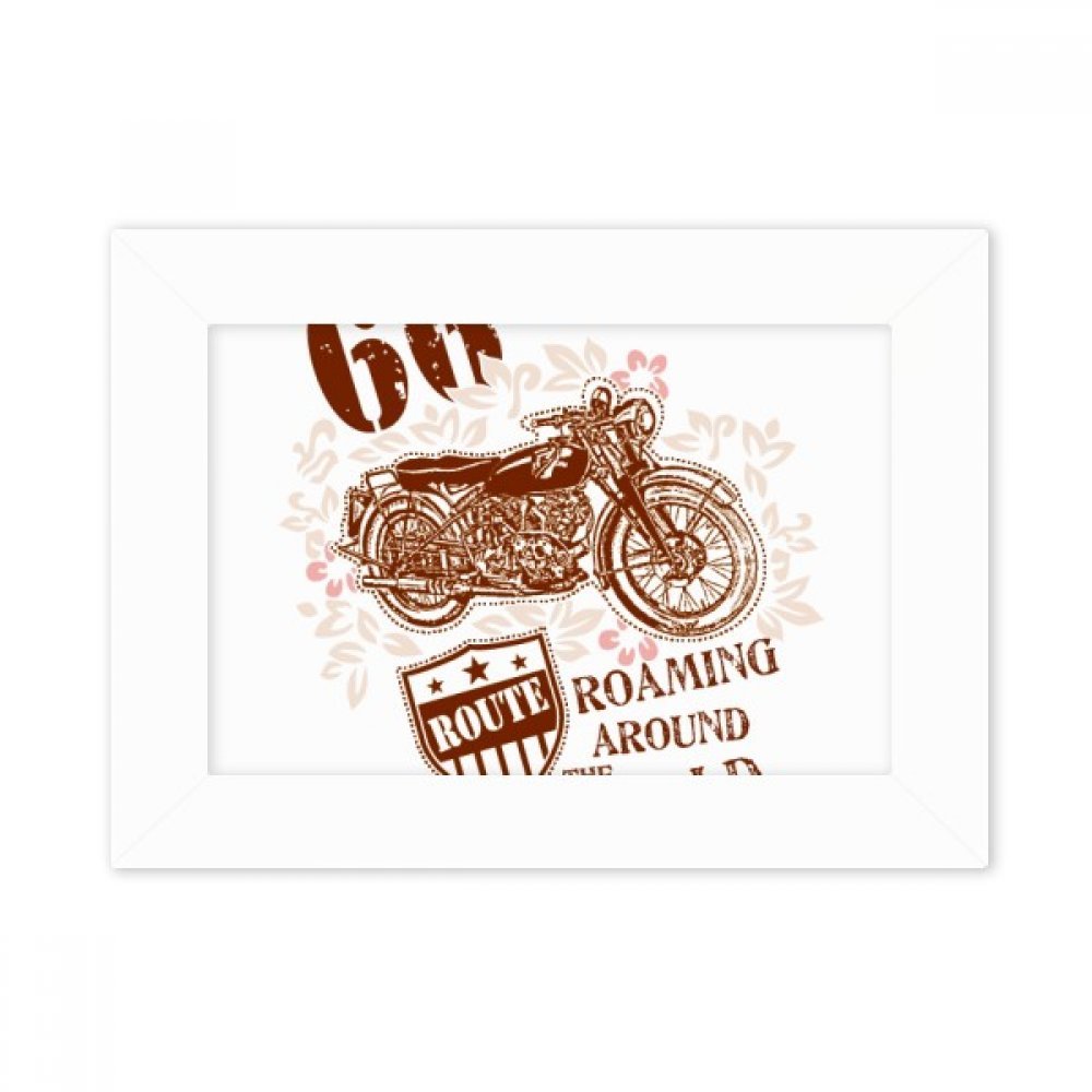 Foto arte de motocicleta con flores en marco blanco ideal para regalar a moteros