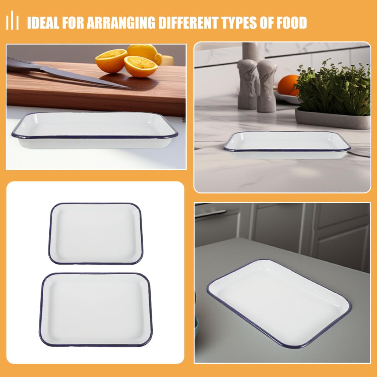 Bandejas Resistentes al Desgaste Antiadherentes Rectangulares para Hornear Esmaltadas 2 Piezas para Hornear y Asar en Cocina