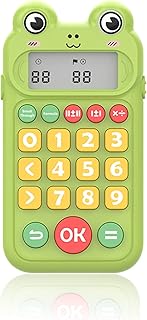 Calculadora Infantil, Calculadora Básica de Quatro Funções Com Teste de Matemática e Jogo de Matemática, Botão Grande, Alimentado por Bateria, Display LCD, para Escola (Verde)