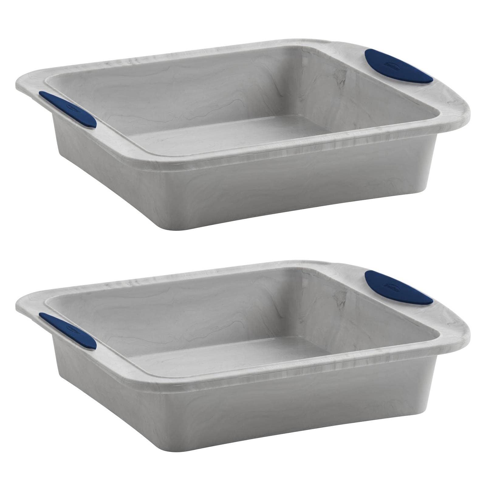 Silicone Easy Release Non-Stick Cake Pans, Set of 2 Grey Marble Effect 8" Square Cake Pans