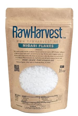 RawHarvest Nigari Flakes 16 oz 1 Lb Food Grade Tofu Coagulant,Product of Czech Republic, or Israel.