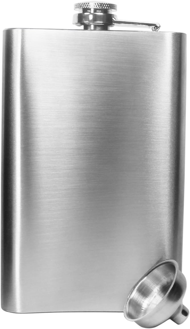 Hip Flask, Flask Alcohol Stainless Steel Hip Flask for Men 10 oz with Handy Funnel in Stainless Steel for Storing Whiskey/Alcohol,Silver