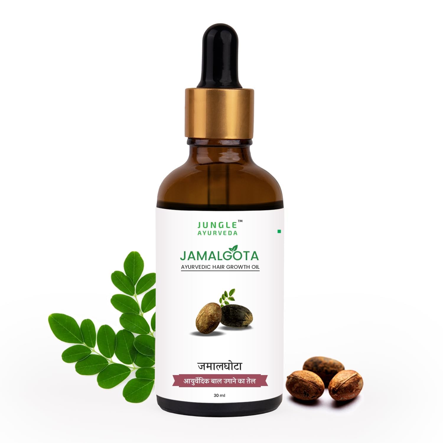 JVNX Jamalgota Ayurvedic Hair Oil – Natural Herbal Blend with Amla, Bhringraj, Camphor & Garlic – Paraben-Free – Unisex Scalp Care – 30ml